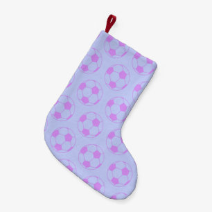 Cute Soccer Ball Pattern in Purple and Blue Kleiner Weihnachtsstrumpf