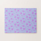 Cute Soccer Ball Pattern in Purple and Blue Puzzle (Horizontal)