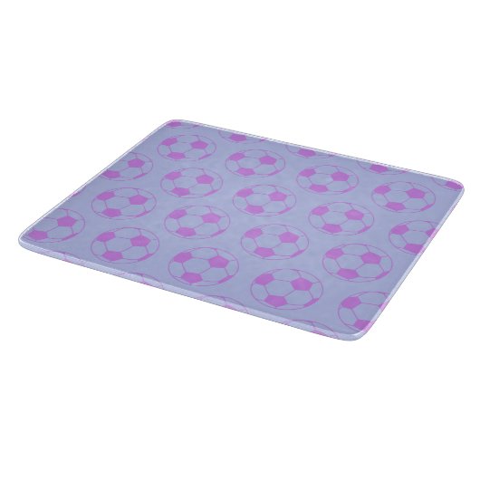 Cute Soccer Ball Pattern in Purple and Blue Schneidebrett (Ecke)