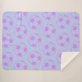 Cute Soccer Ball Pattern in Purple and Blue Sherpadecke (Vorderseite (Horizontal))