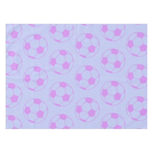 Cute Soccer Ball Pattern in Purple and Blue Tischdecke (Vorderseite (Horizontal))