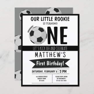 Cute Soccer Ball Ribbon Budget 1. Geburtstag Einla