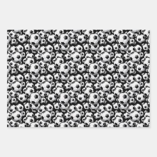 cute Soccer ball sports pattern Wrapping Geschenkpapier Set (Vorderseite 3)