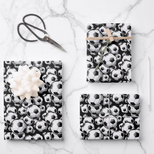 cute Soccer ball sports pattern Wrapping Geschenkpapier Set (Vorderseite)