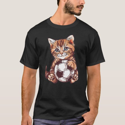 Cute Soccer Cat T-Shirt (Vorderseite)