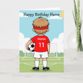 Cute Soccer Football Boy Red Shirt Birthday Card Karte