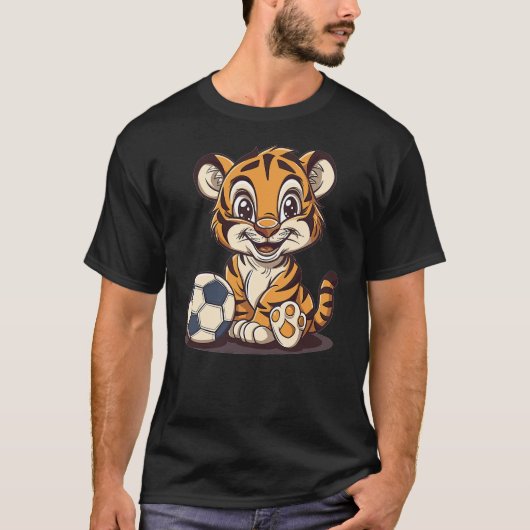 Cute Soccer Tiger T-Shirt (Vorderseite)