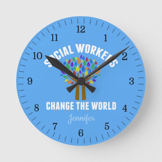 Cute Social Work Quote Runde Wanduhr (Vorderseite)