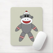 Cute Sock Monkey on Tan Mousepad (Mit Mouse)