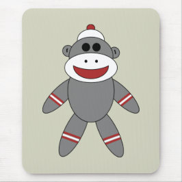 Cute Sock Monkey on Tan Mousepad