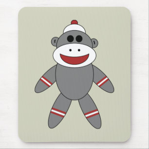 Cute Sock Monkey on Tan Mousepad