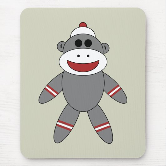 Cute Sock Monkey on Tan Mousepad (Vorne)