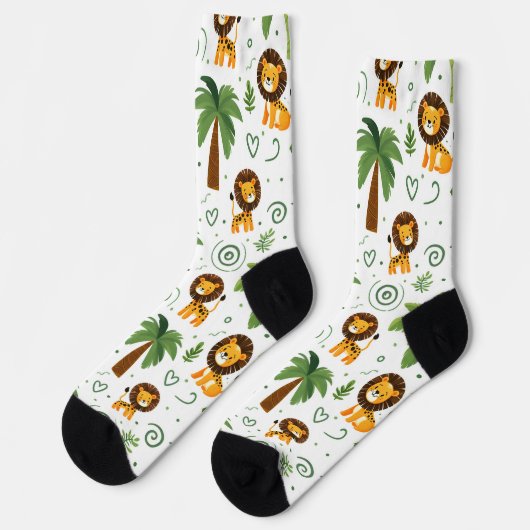 Cute Socks with Baby Lion Safari Jungle Animal Socken (Linkes Detail)