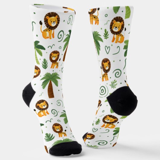 Cute Socks with Baby Lion Safari Jungle Animal  Socken (Gewinkelt)
