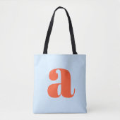 Cute Soft Blue Orange Monogram Retro Lettering Tasche (Vorderseite)