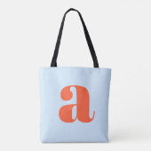 Cute Soft Blue Orange Monogram Retro Lettering Tasche (Rückseite)