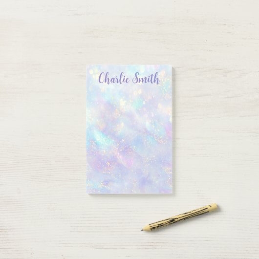 Cute soft pastel background script name post-it klebezettel (Auf Schreibtisch)