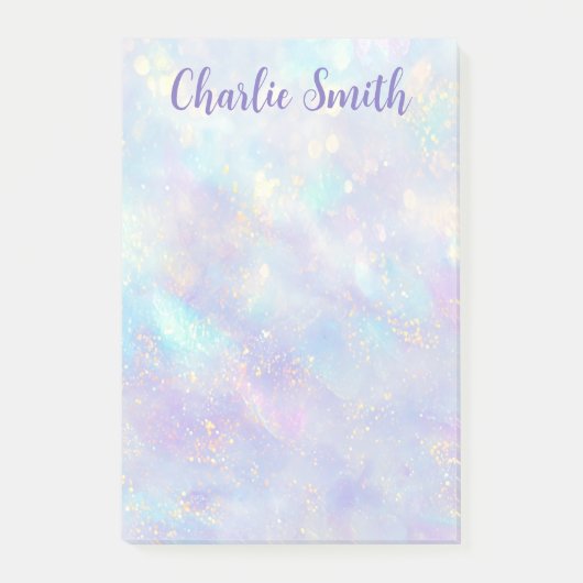 Cute soft pastel background script name post-it klebezettel (Vorderseite)
