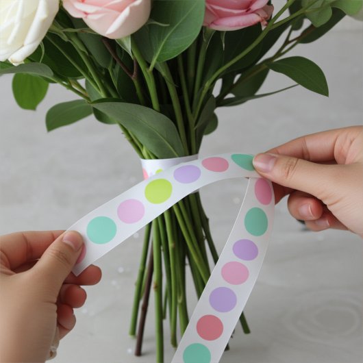 Cute Soft Pastel Polka Dots Pattern Satinband