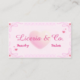 Cute Soft Pink Heart Liceria & Co. Beauty Salon Bu Visitenkarte