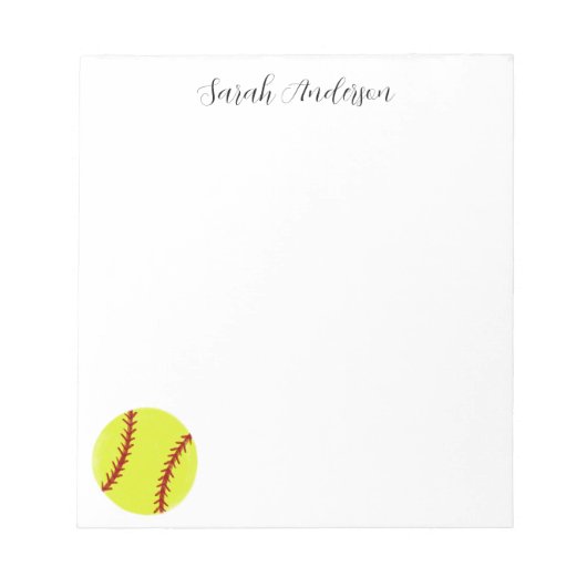 Cute Softball Personalized Notizblock (Vorderseite)