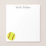 Cute Softball Personalized Notizblock<br><div class="desc">A cute softball notepad,  featuring a modern calligraphy script font. The font style and color can be changed using the online template tools.</div>