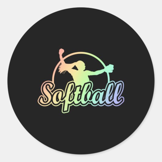 Cute Softball Runder Aufkleber (Vorderseite)