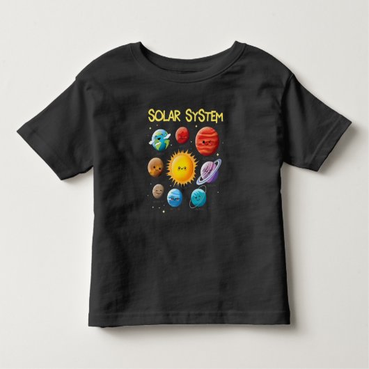Cute Solar System Cartoon Planets Kleinkind T-shirt (Vorderseite)