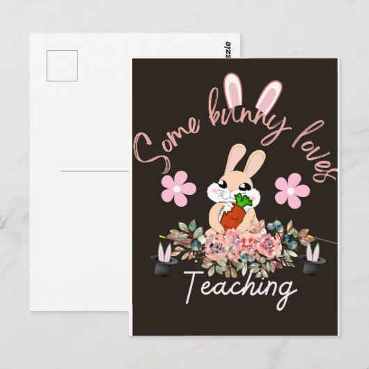 Cute some bunny loves teaching mug postkarte (Vorne/Hinten)