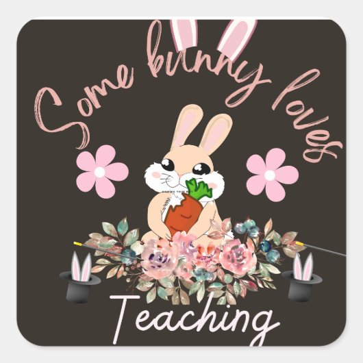 Cute some bunny loves teaching mug quadratischer aufkleber (Vorderseite)