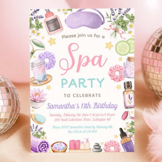 Cute Spa Pamper Party Girl Birthday Einladung