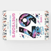 Cute Space 7th Birthday | Six & Seven Year Old  Banner (Horizontal)