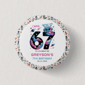 Cute Space 7th Birthday | Six & Seven Year Old Button (Vorderseite)