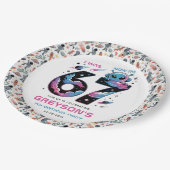 Cute Space 7th Birthday | Six & Seven Year Old Pappteller (Schrägansicht)