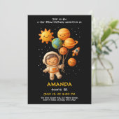 Cute Space Astronaut Birthday Card Einladung (Stehend Vorderseite)