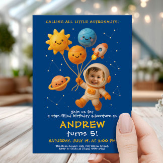 Cute Space Astronaut Birthday Card Einladung