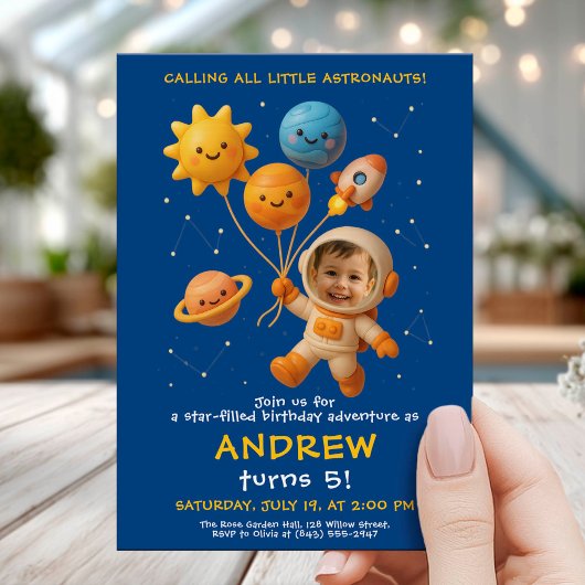 Cute Space Astronaut Birthday Card Einladung