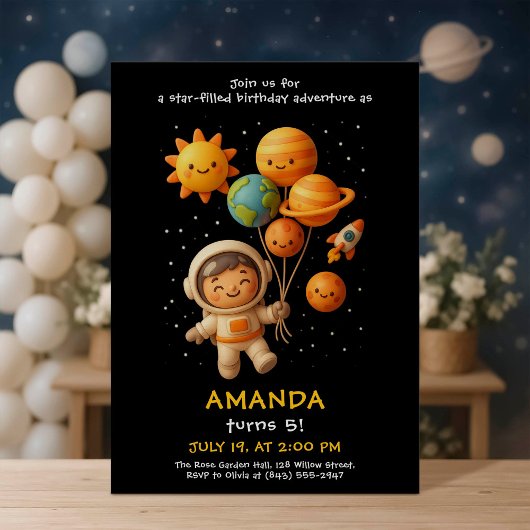 Cute Space Astronaut Birthday Card Einladung
