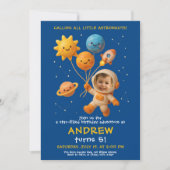 Cute Space Astronaut Birthday Card Einladung (Vorderseite)