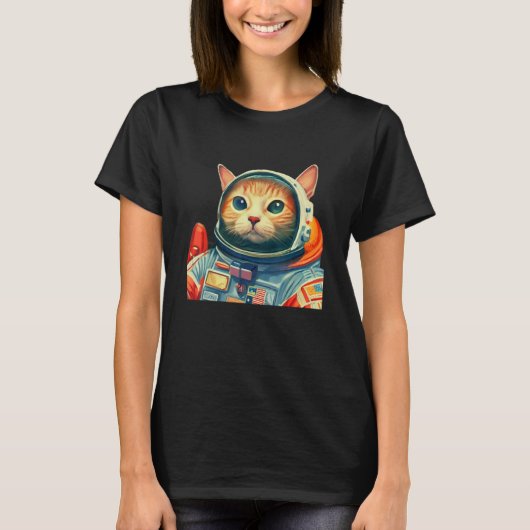 Cute Space Cat Astronaut Kitten Adorable SciFi Pet T-Shirt (Vorderseite)