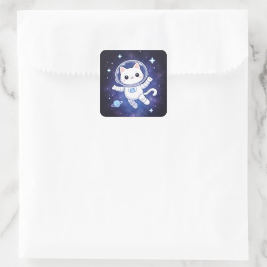 Cute Space Cat Astronaut Sticker (Tasche)