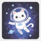 Cute Space Cat Astronaut Sticker (Vorderseite)