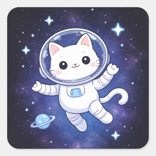 Cute Space Cat Astronaut Sticker (Vorderseite)