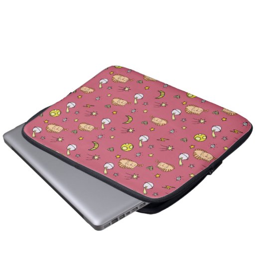Cute Space Cat Pattern – Adorable Cosmic Kitty Laptopschutzhülle (Vorne Knopf)