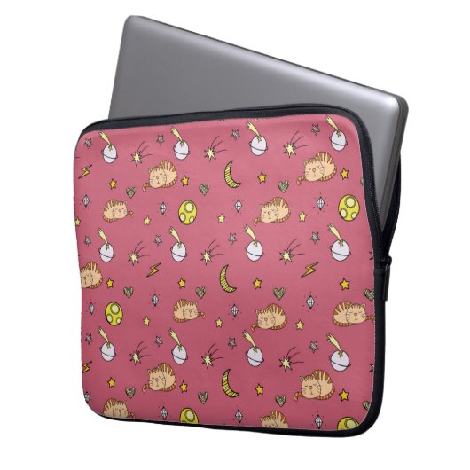 Cute Space Cat Pattern – Adorable Cosmic Kitty Laptopschutzhülle (Vorderseite Links)