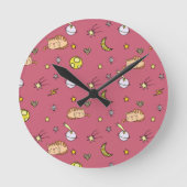 Cute Space Cat Pattern – Adorable Cosmic Kitty Runde Wanduhr (Vorderseite)