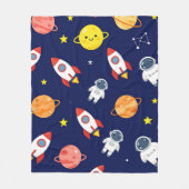 Cute Space Explorer Kids Pattern Fleecedecke (Vorderseite)