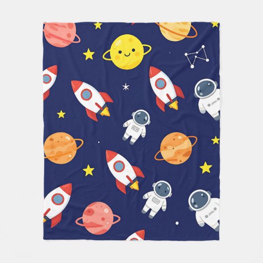 Cute Space Explorer Kids Pattern Fleecedecke (Vorderseite)