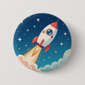 Cute space rocket blasting off button (Vorderseite)