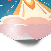 Cute space rocket blasting off fotodruck (Ecke)
